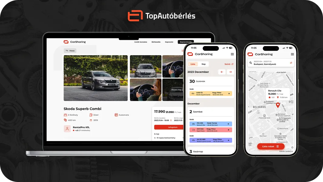 Car rental platform interface